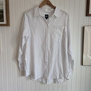 GAP Men's Xl Linen Blend Crisp White Button Down Shirt